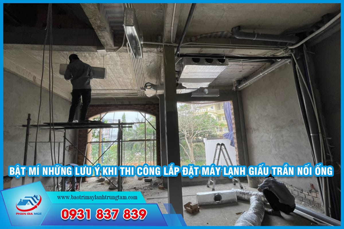 thi công lắp đặt máy lạnh giấu trần nối ống gió